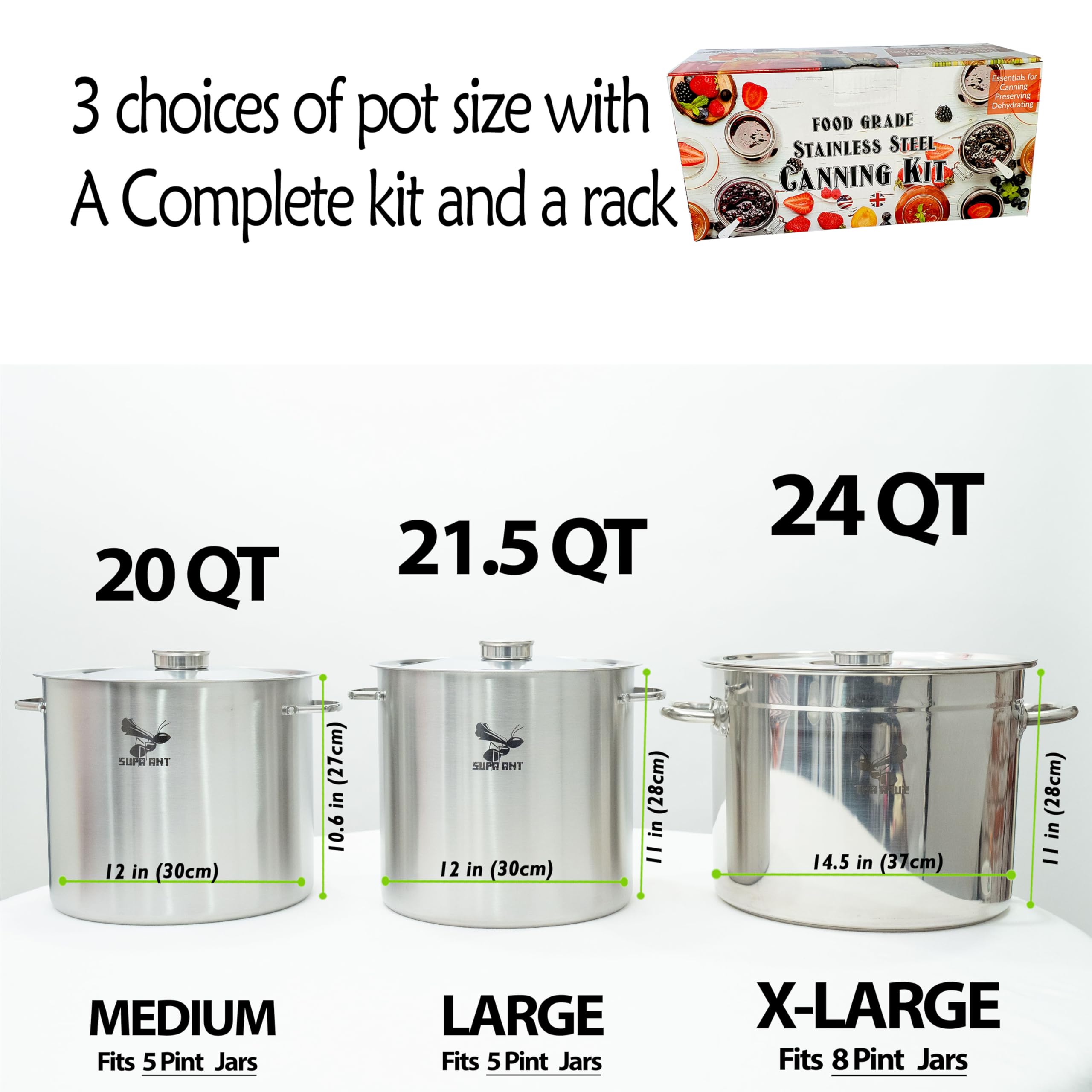 Supa Ant stainless steel lid for durable heat retention during processing