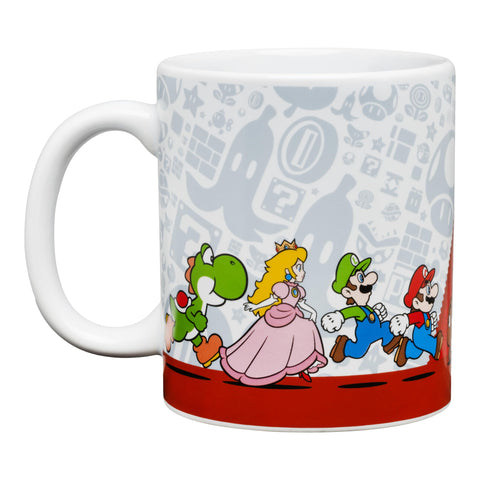 Super Mario Bros licensed mug back design featuring Bowser, Goomba and friends