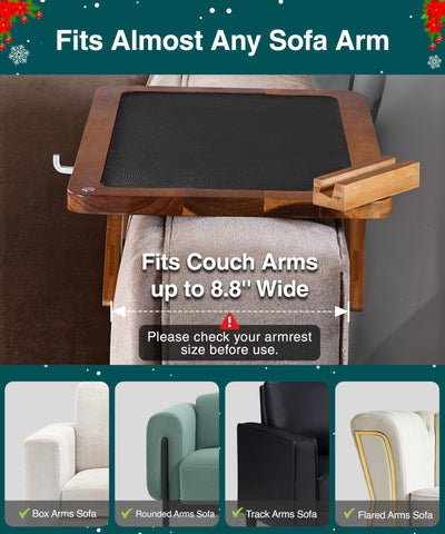 Superb Lifestyle Acacia Couch Arm Tray raised edges prevent spills