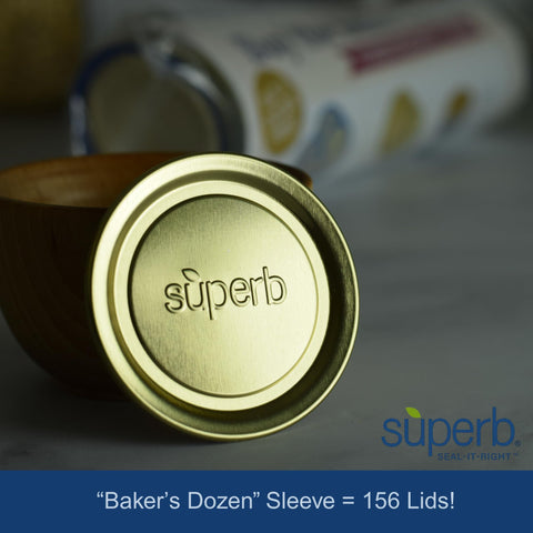 Superb Sealing Solutions BluSeal rubber rim highlights thicker sealing surface for secure canning.