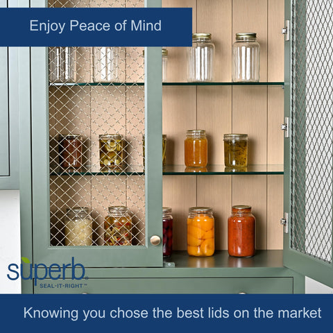 Stacked Superb Sealing Solutions lids ready for canning supplies and efficient storage.
