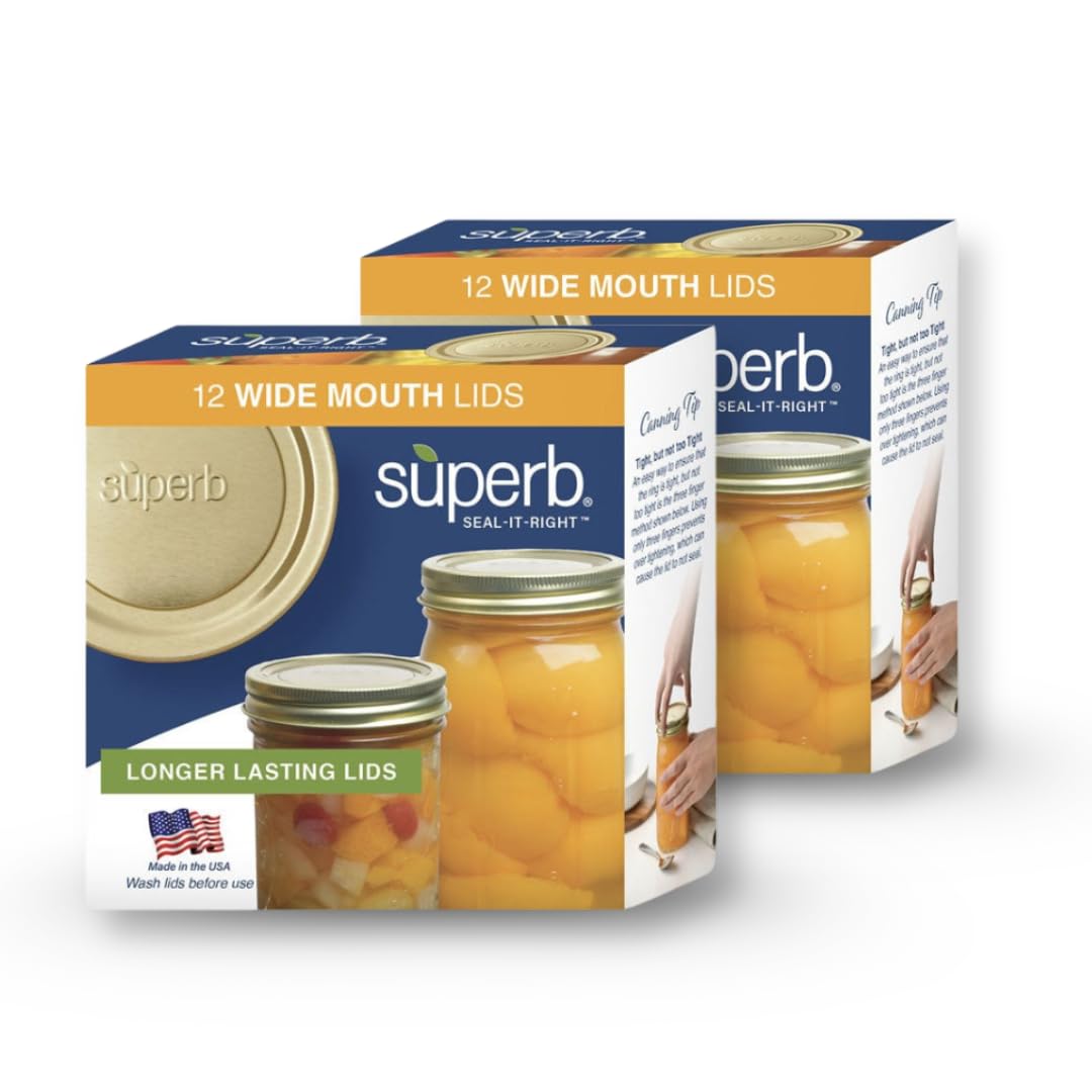 Superb Sealing Solutions wide-mouth lid close-up, USA-made quality for reliable canning.