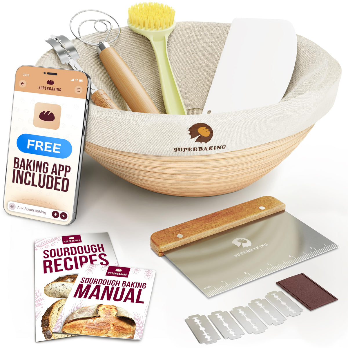 Superbaking Banneton round 9-inch proofing basket shapes dough for even loaves