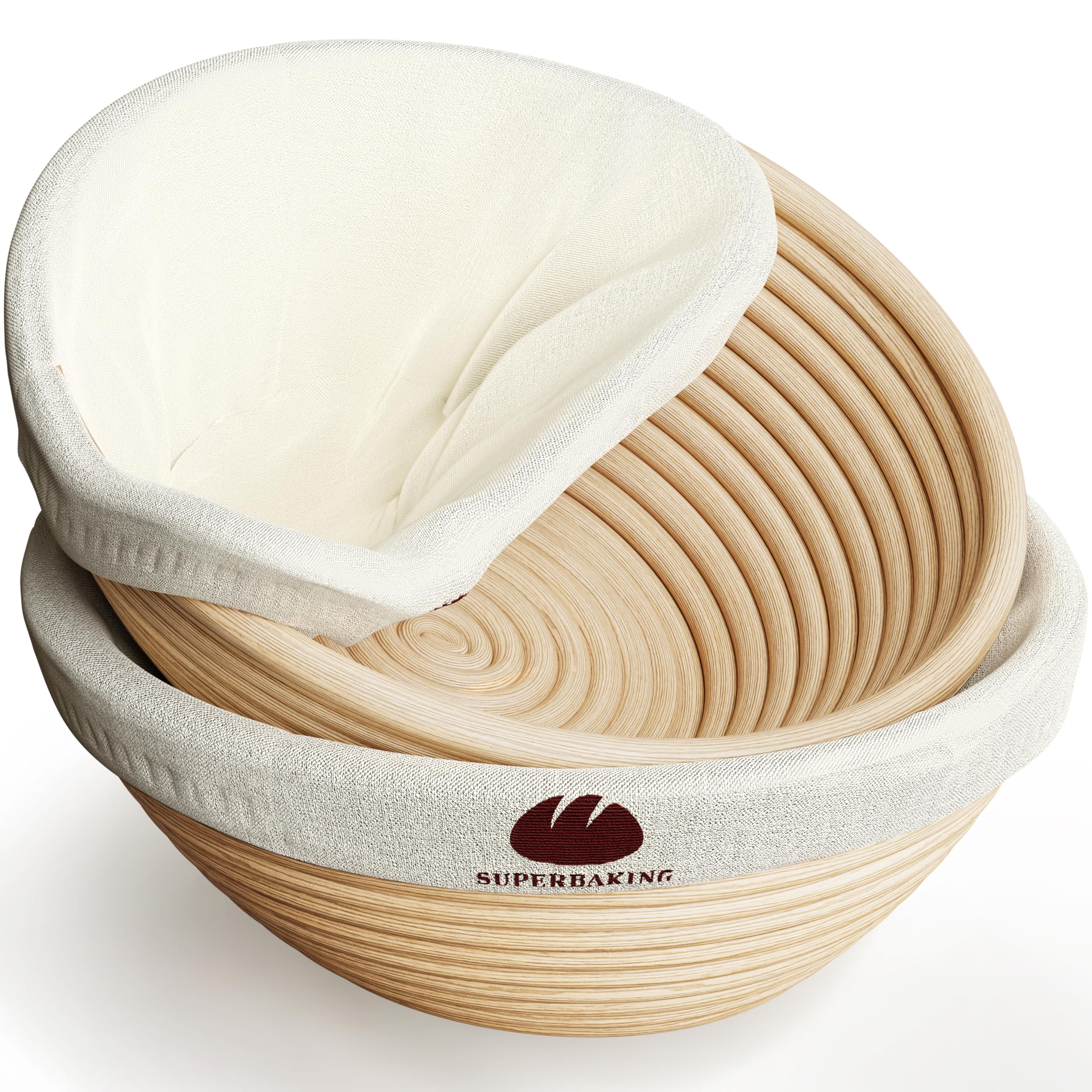 Superbaking Banneton round bread basket 9-inch with smooth surface for clean dough release.