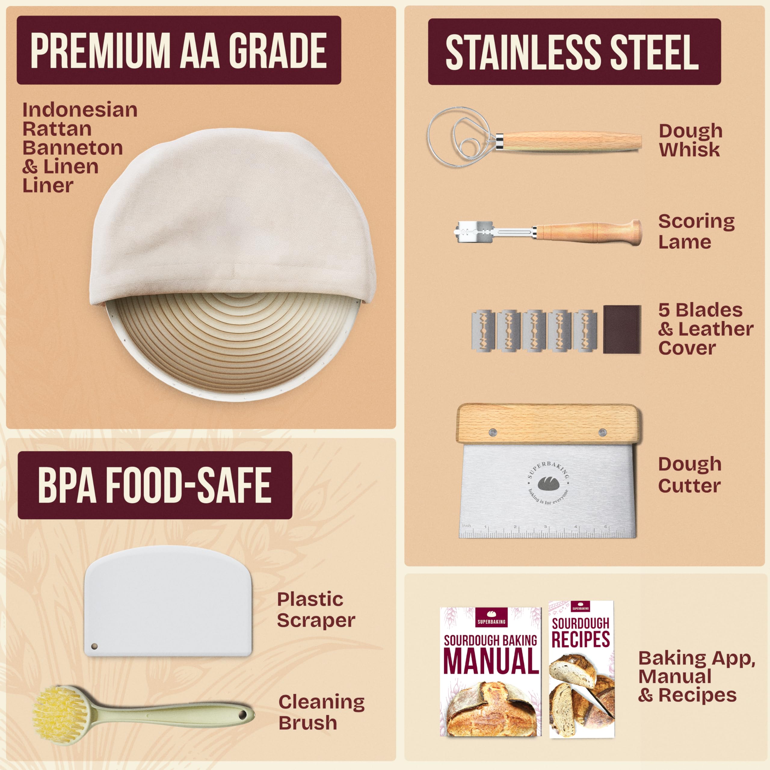 Superbaking linen liner with non-stick surface for easy dough release