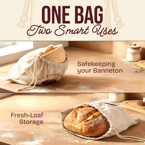 Superbaking Banneton basket interior with smooth surface for effortless dough release.