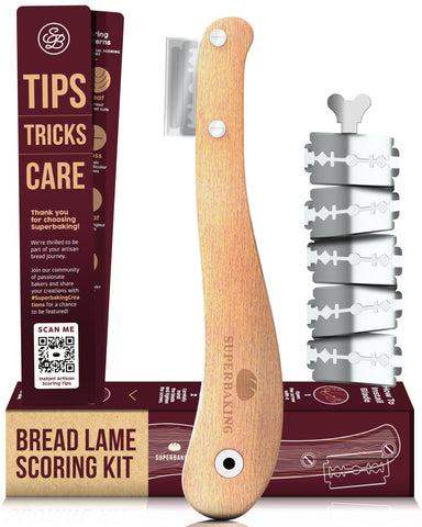 Superbaking bread lame showing dual-screw stability for wobble-free scoring.