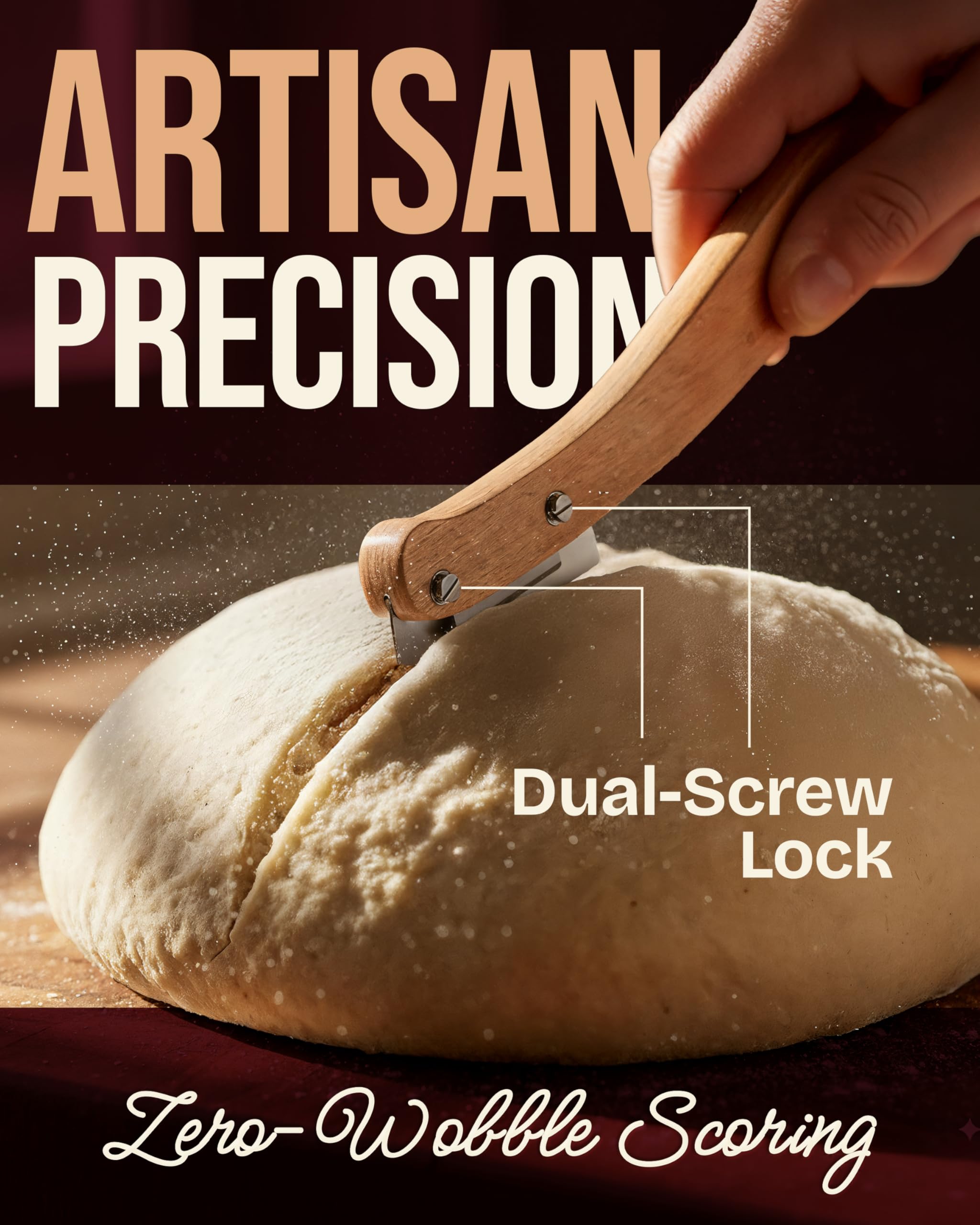 Extended 195mm handle on the Superbaking lame for large loaves.