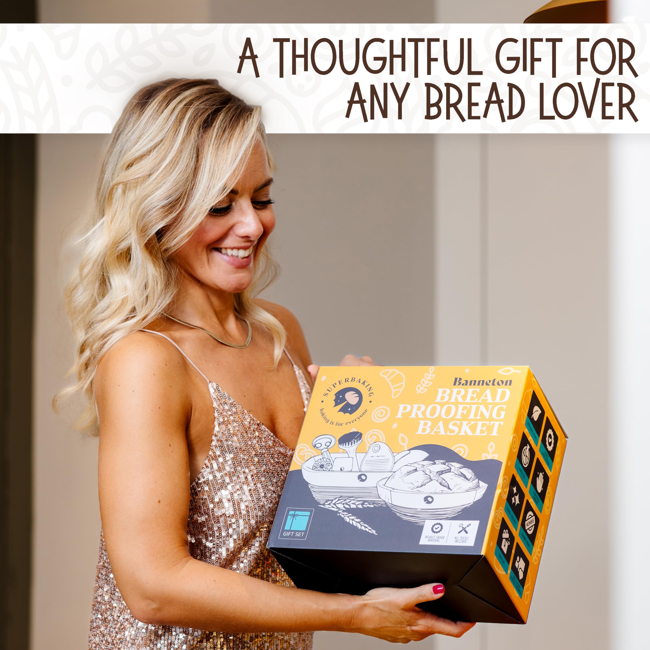 Superbaking oval 10in banneton for consistently shaped artisan loaves