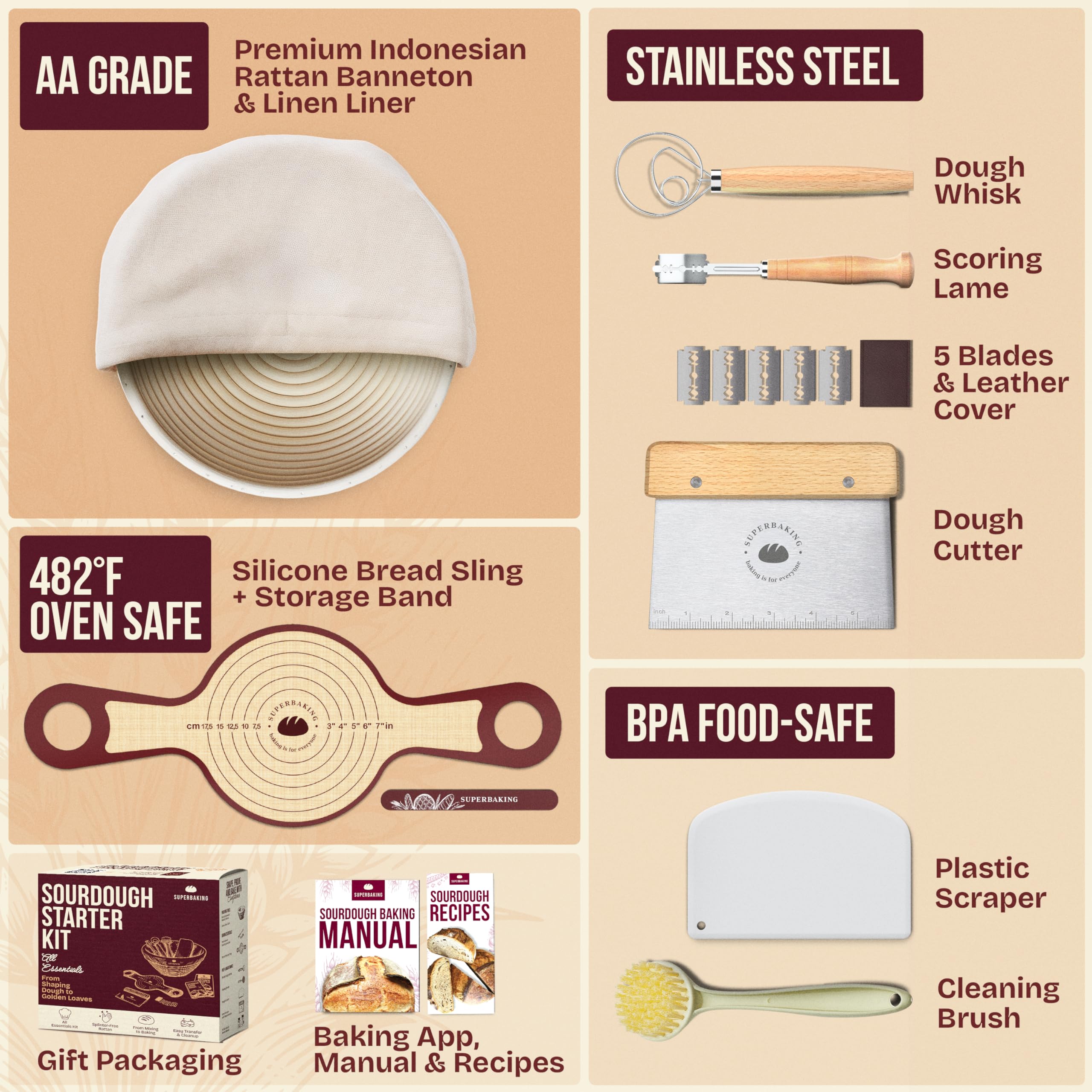 Superbaking silicone dough sling highlighting clean transfer into the oven.