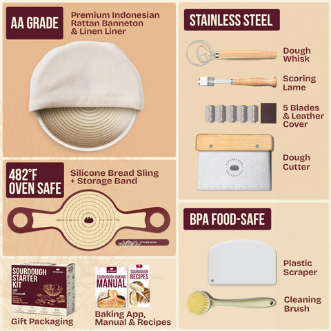 Superbaking silicone dough sling highlighting clean transfer into the oven.