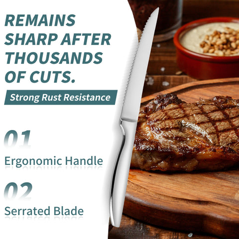 SuperCook ergonomic steak knife handle with balanced design for comfortable extended use