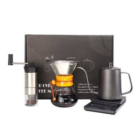 SuperCook pour-over kit gooseneck kettle for precise water control and flavor extraction.