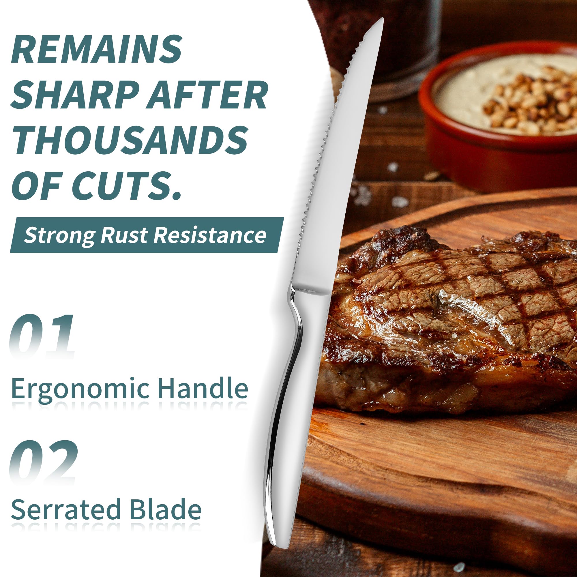 SuperCook serrated blades close-up highlighting sharp edges for effortless cutting