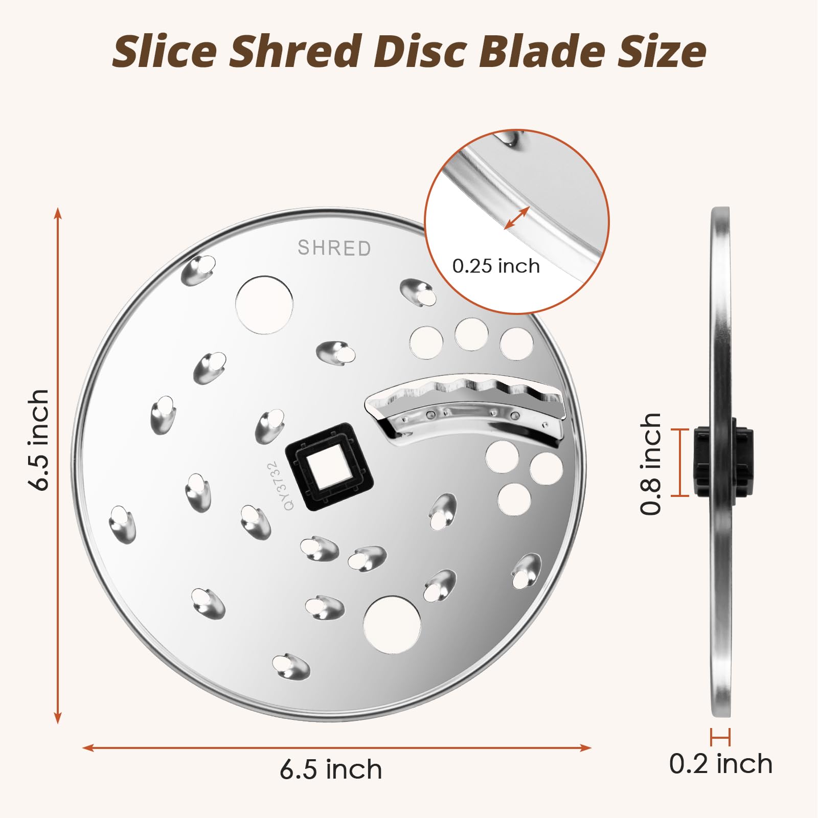 SuperDi disc blade shred 6.5in supports consistent julienne and shredding results.