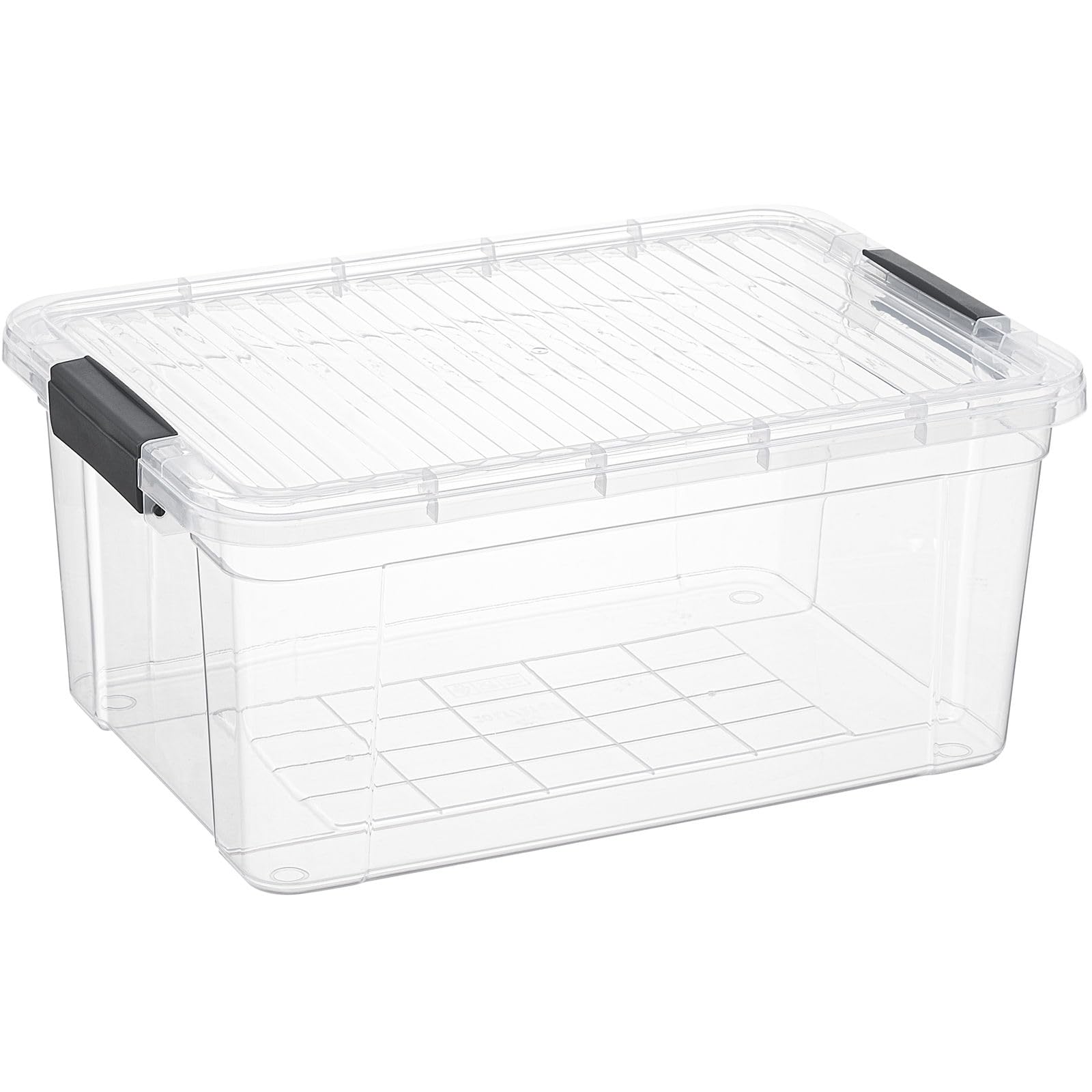 Superio clear storage container 16qt with lid front view for pantry organization