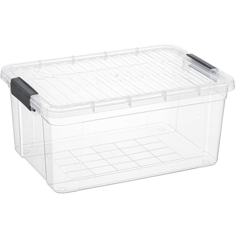 Superio clear storage container 16qt with lid front view for pantry organization