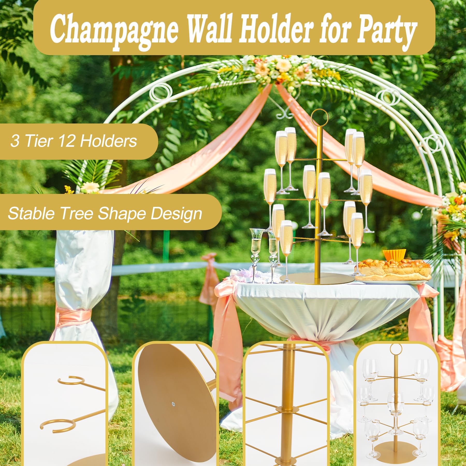 Superjackwang 3-tier wine glass display highlighting versatile stemware presentation