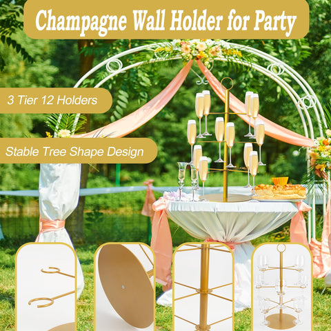 Superjackwang 3-tier wine glass display highlighting versatile stemware presentation