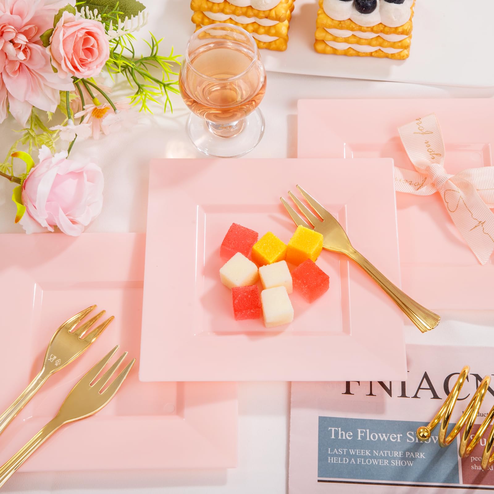 Supernal disposable appetizer plates for convenient party cleanup.