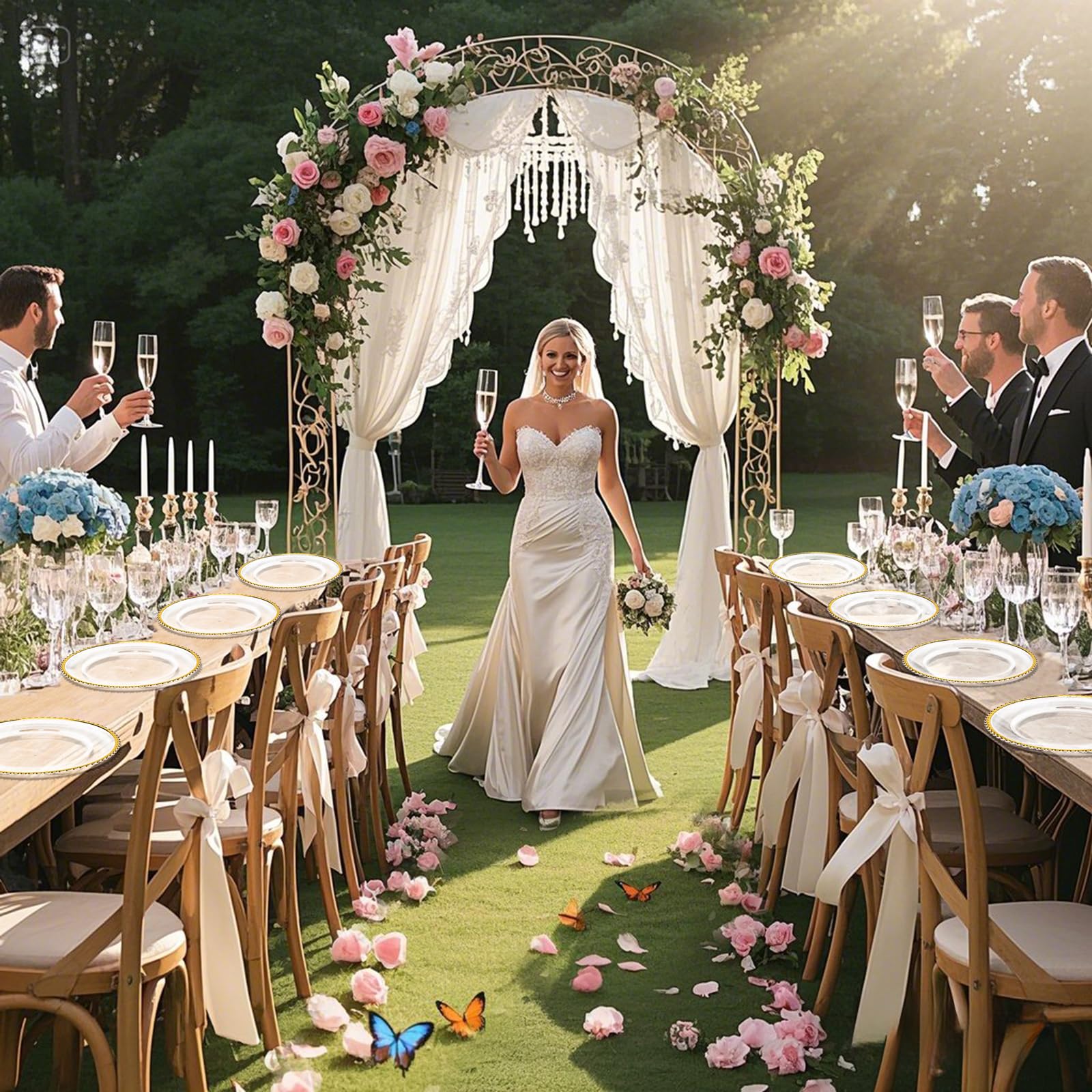 Supernal reusable plastic charger plates for easy cleanup