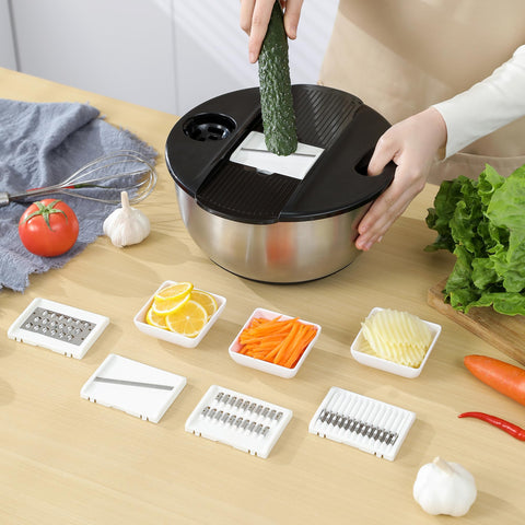 Supernal salad-chopper bowl for precise slicing and tossing in seconds