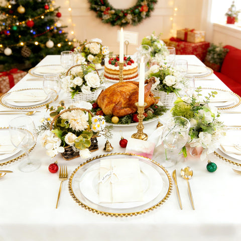 Supernal thick plastic durable charger plates ready for reuse