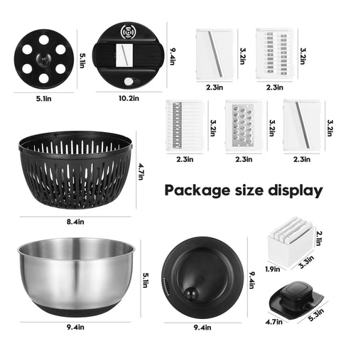 Supernal vegetable washer with 5.3 qt bowl for washing and draining greens efficiently