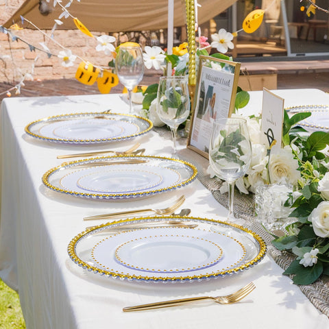 Supernal wedding table charger plates setting the tone for receptions