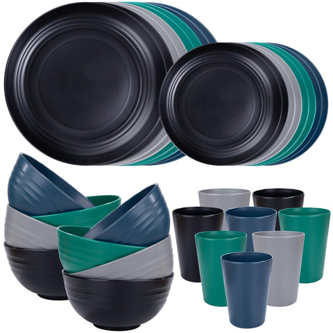 Supernal wheat straw dinnerware in black for stylish, sustainable family meals.