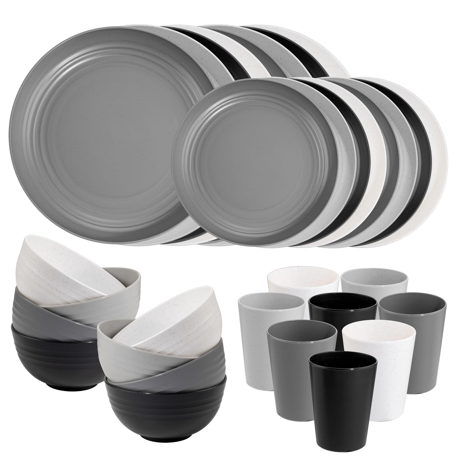 Supernal wheat straw dinnerware plates in a four-color set for everyday meals