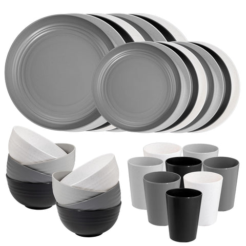 Supernal wheat straw dinnerware plates in a four-color set for everyday meals