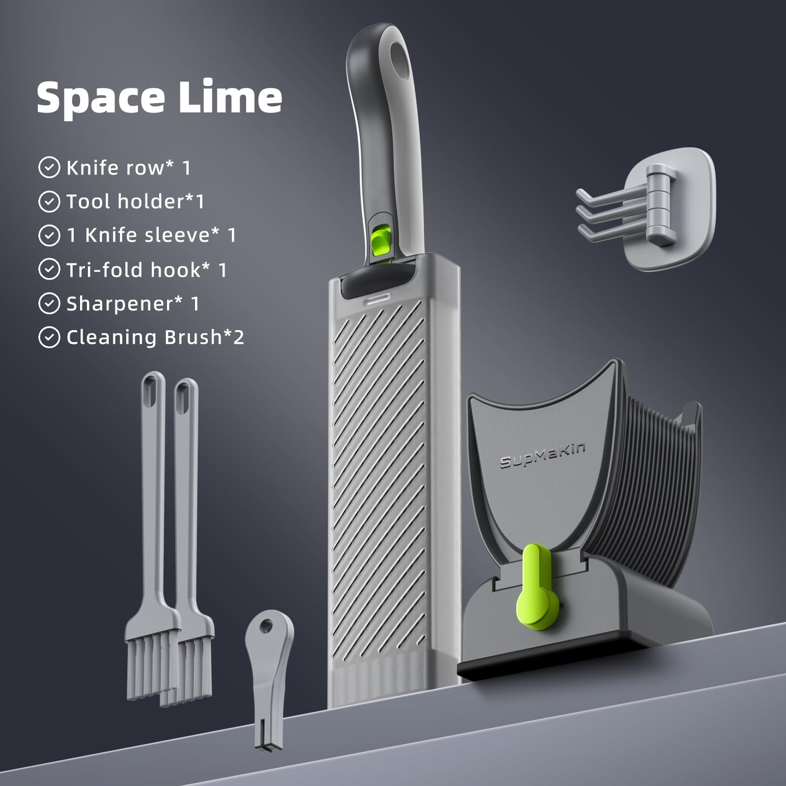 SupMaKin Fresh Meat Slicer includes cleaning brush for easy maintenance and storage.