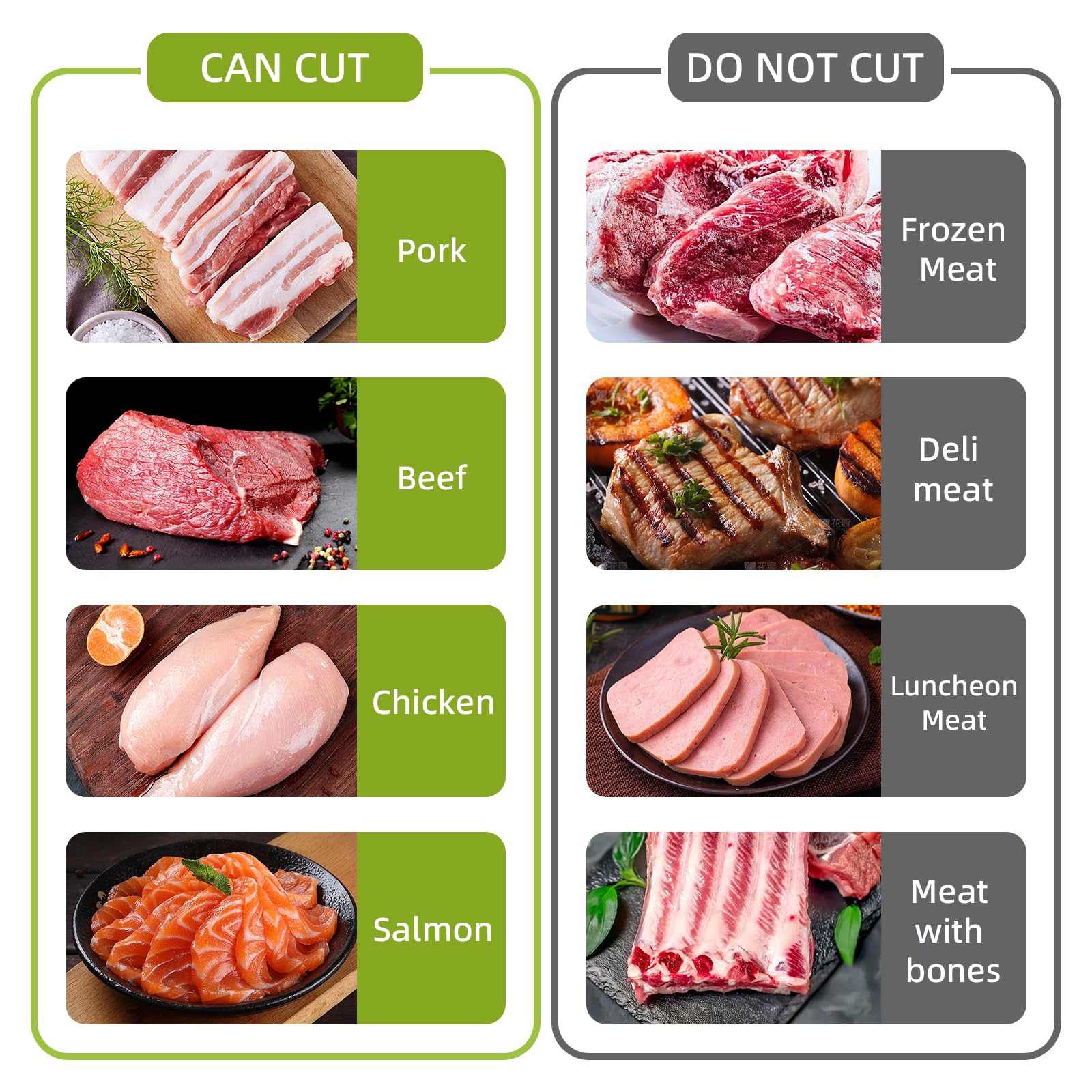 SupMaKin Fresh Meat Slicer with suction base stays steady on smooth countertops.