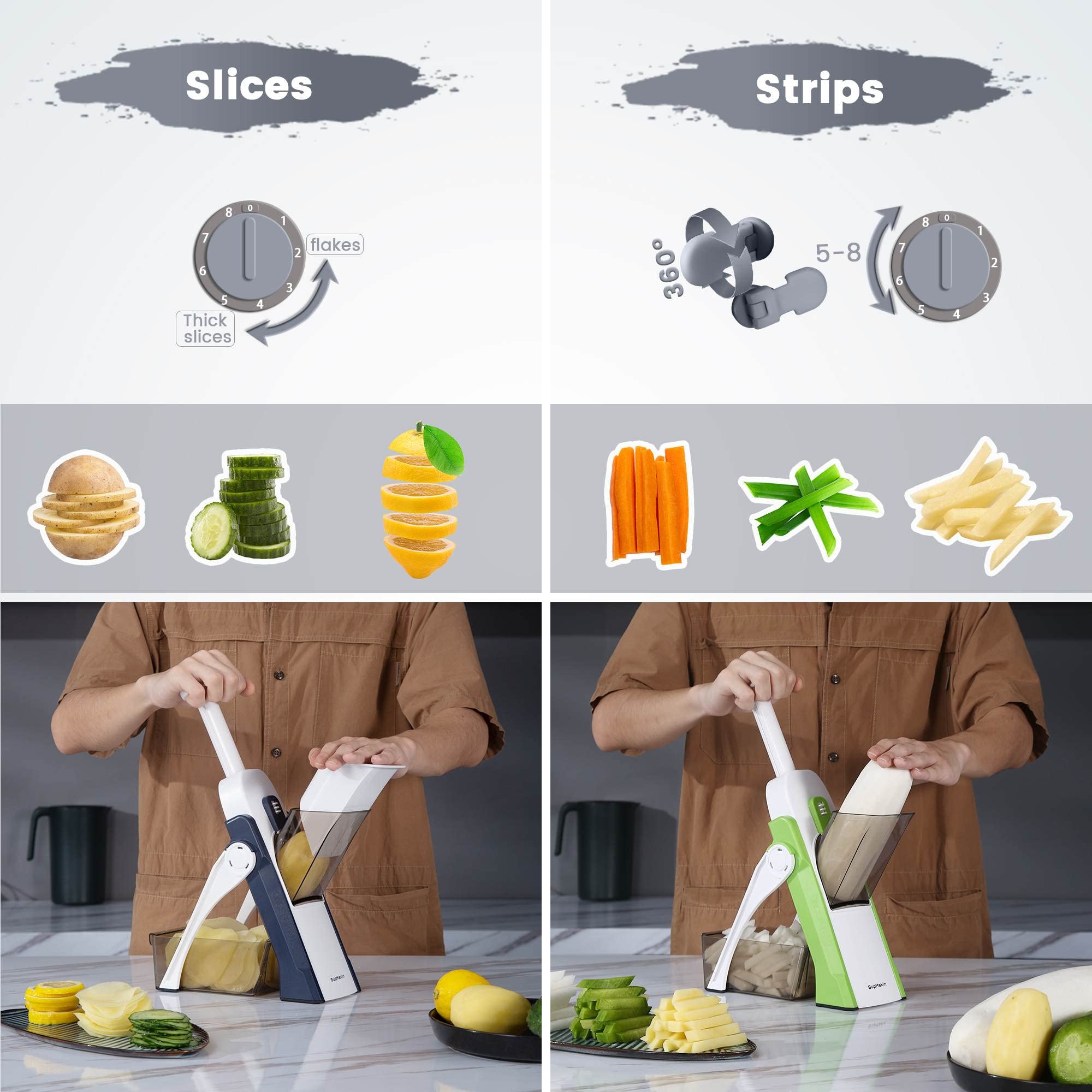 SupMaKin Safe Mandoline Slicer collection container catches slices for easy cleanup