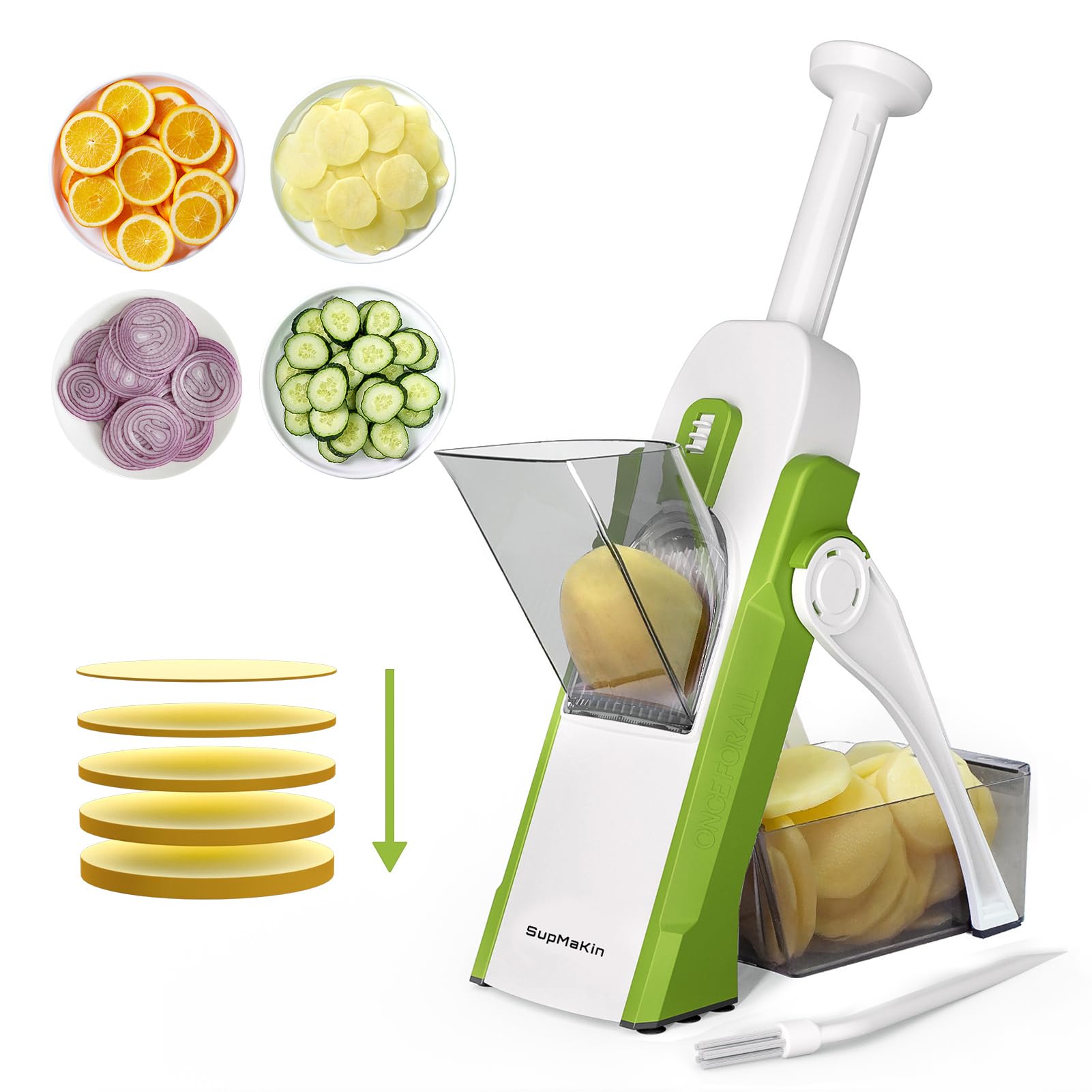 SupMaKin Safe Mandoline Slicer top view enables precise, quick slicing.