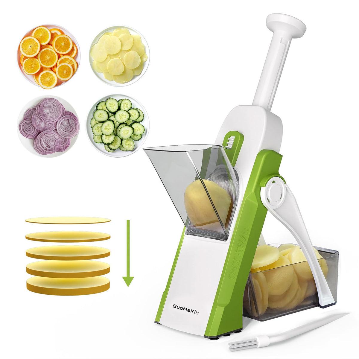 SupMaKin Safe Mandoline Slicer top view enables precise, quick slicing.