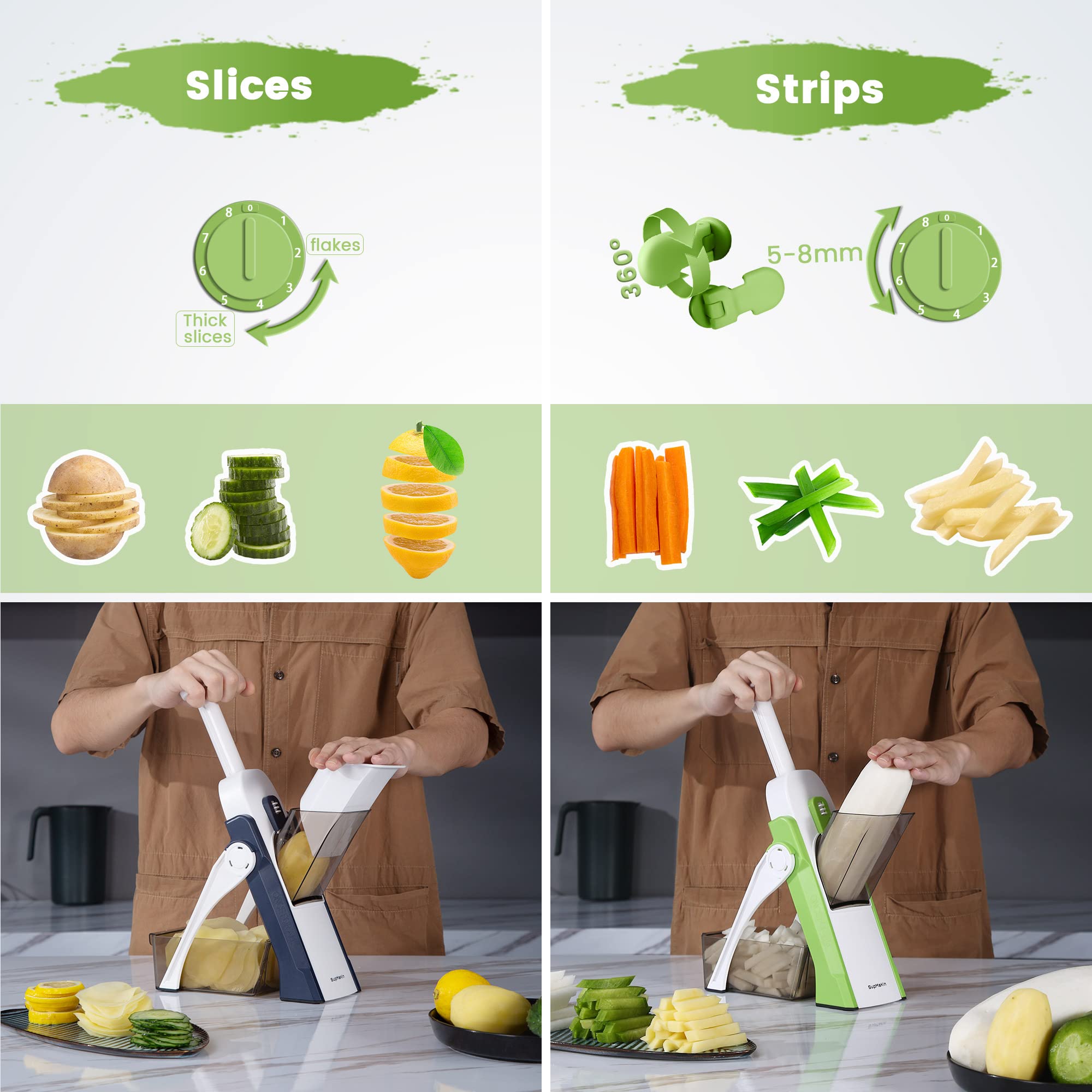 SupMaKin safety design with non-slip base provides stable chopping.