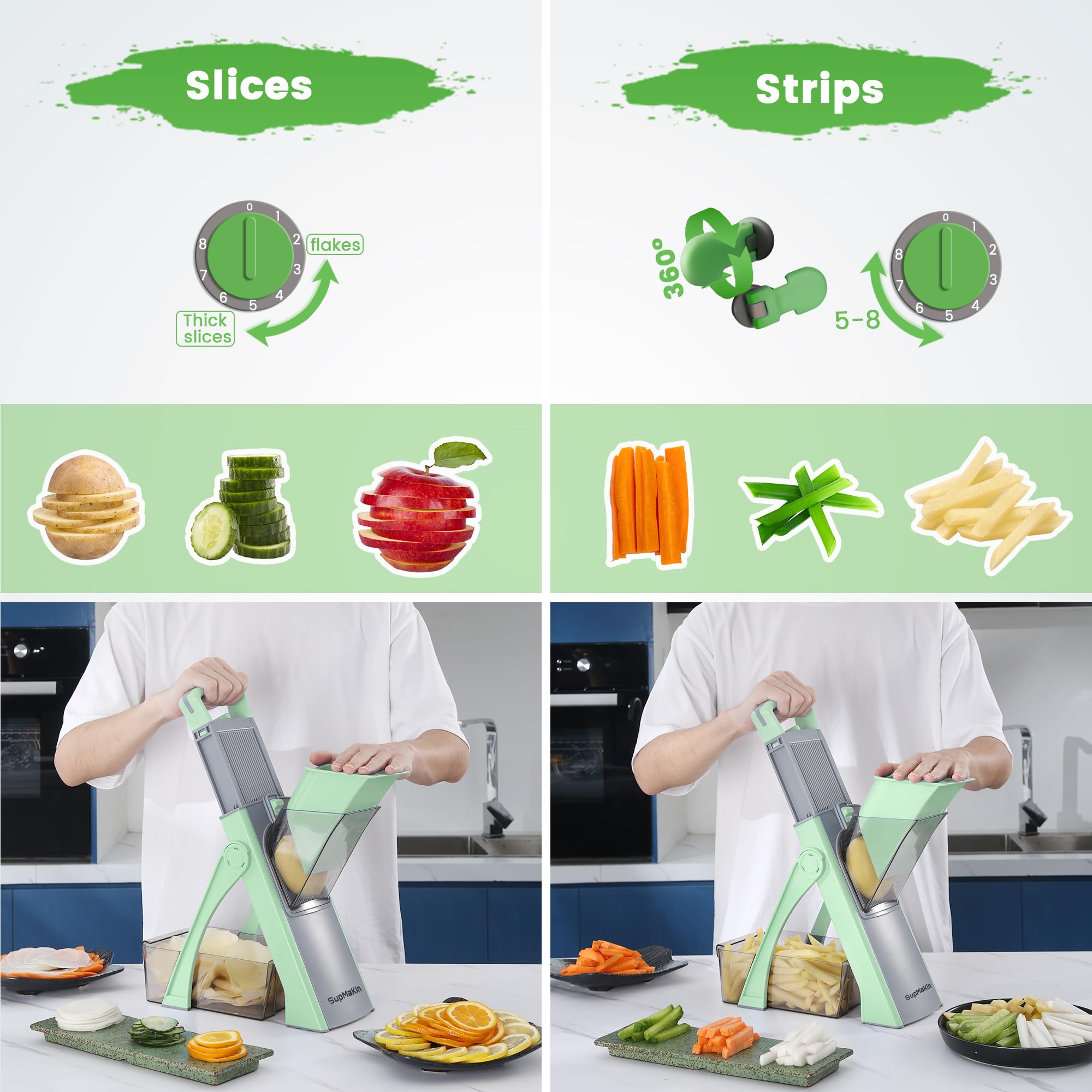 SupMaKin stainless steel blades deliver precise cuts for versatile prep