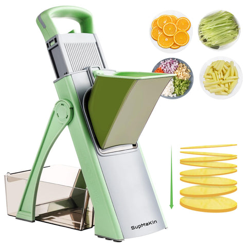 SupMaKin upgrade safe mandoline slicer front view for compact kitchen efficiency