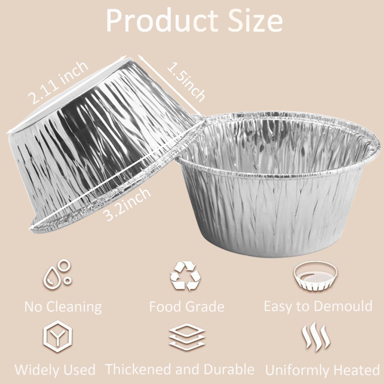 SUPPHOUS aluminum baking cups demonstrate durable, tear-resistant construction.