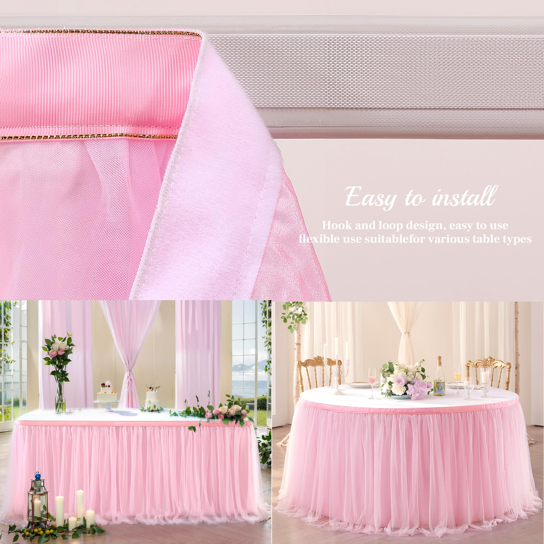 Suppromo anti-wrinkle polyester table skirt stays smooth for a polished look