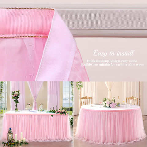 Suppromo anti-wrinkle polyester table skirt stays smooth for a polished look
