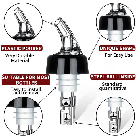 SuproBarware four-pack measured pourers streamline home bar pours with reduced waste