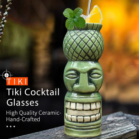 SuproBarware hawaiian drinkware enhances tiki bar decor with ceramic durability