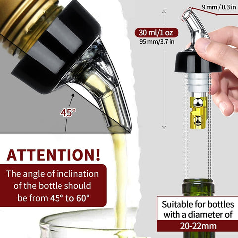 SuproBarware pourer on bottle with stopper, fits standard liquor bottles