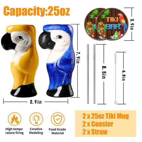 SuproBarware tiki mugs glazed ceramic finish for durable color retention.