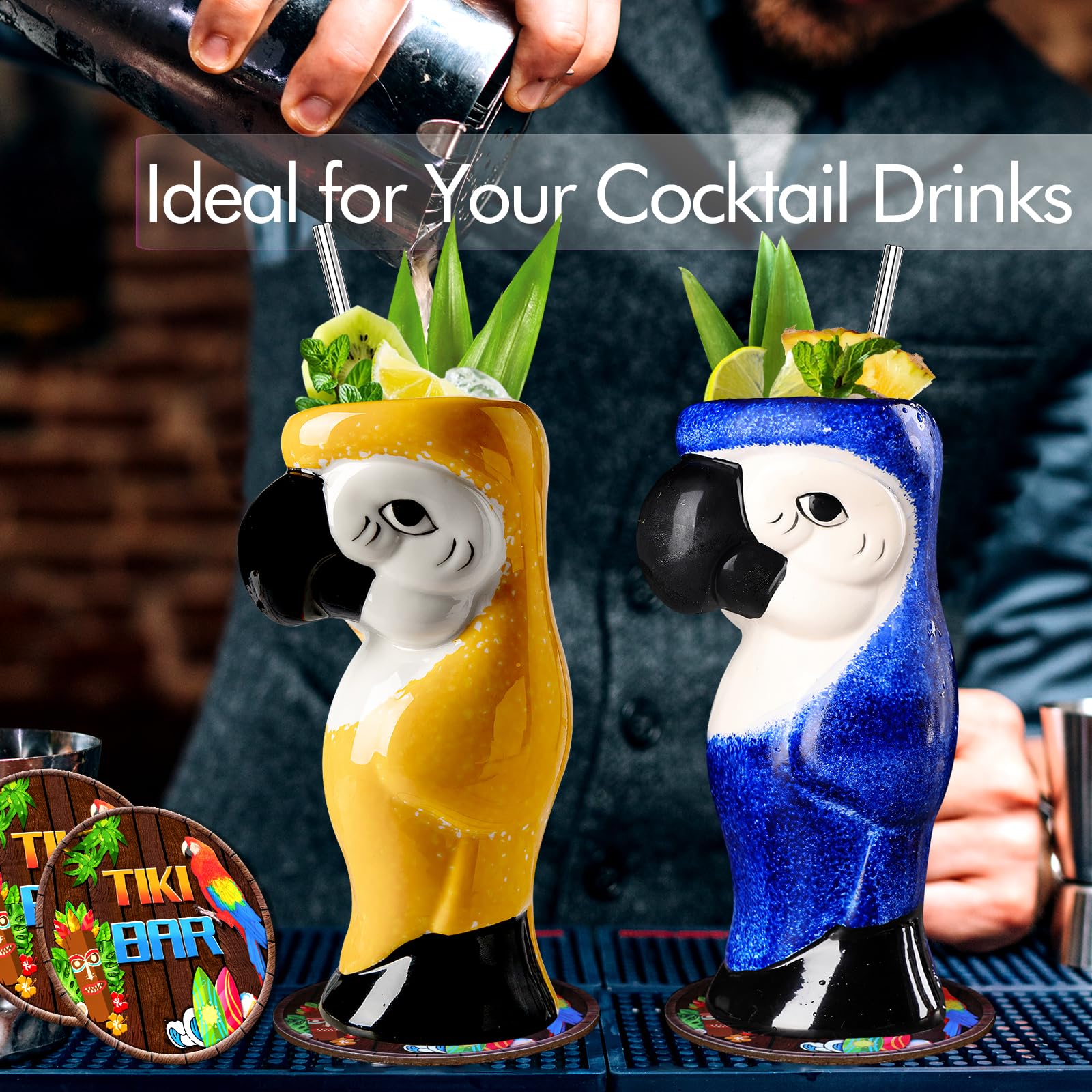 SuproBarware tiki mugs with premium detail for a chic home bar.
