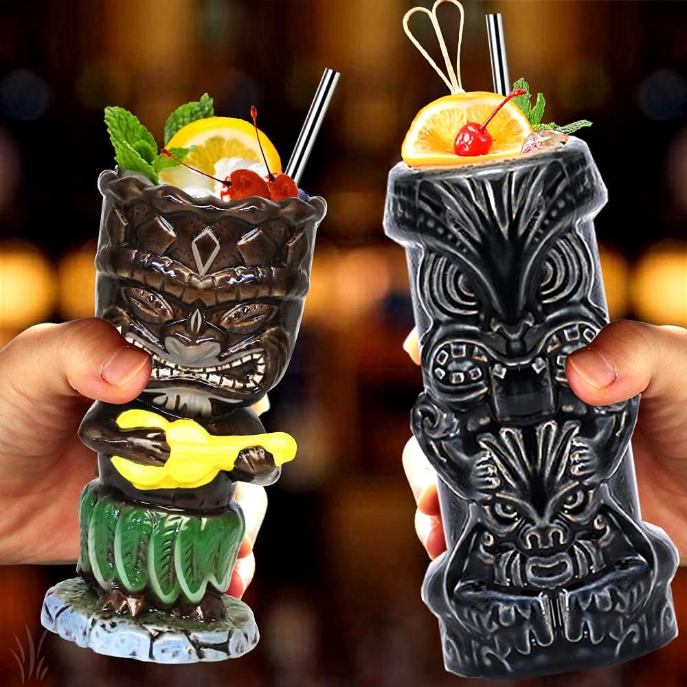 SuproBarware vivid glaze tiki mugs ideal for island-inspired drinks