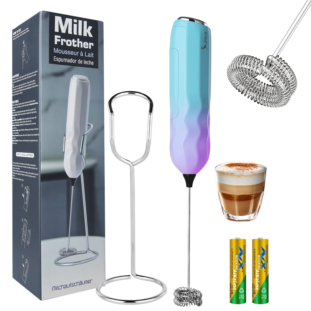 SUPRUS ultra-fast milk frother with dual whisks for café-quality foam